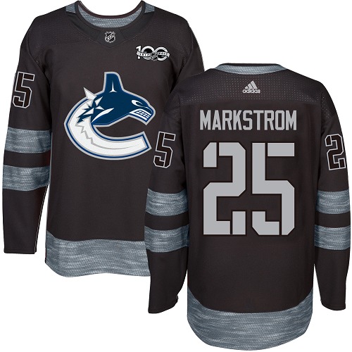 Adidas Canucks #25 Jacob Markstrom Black 1917-100th Anniversary Stitched NHL Jersey - Click Image to Close